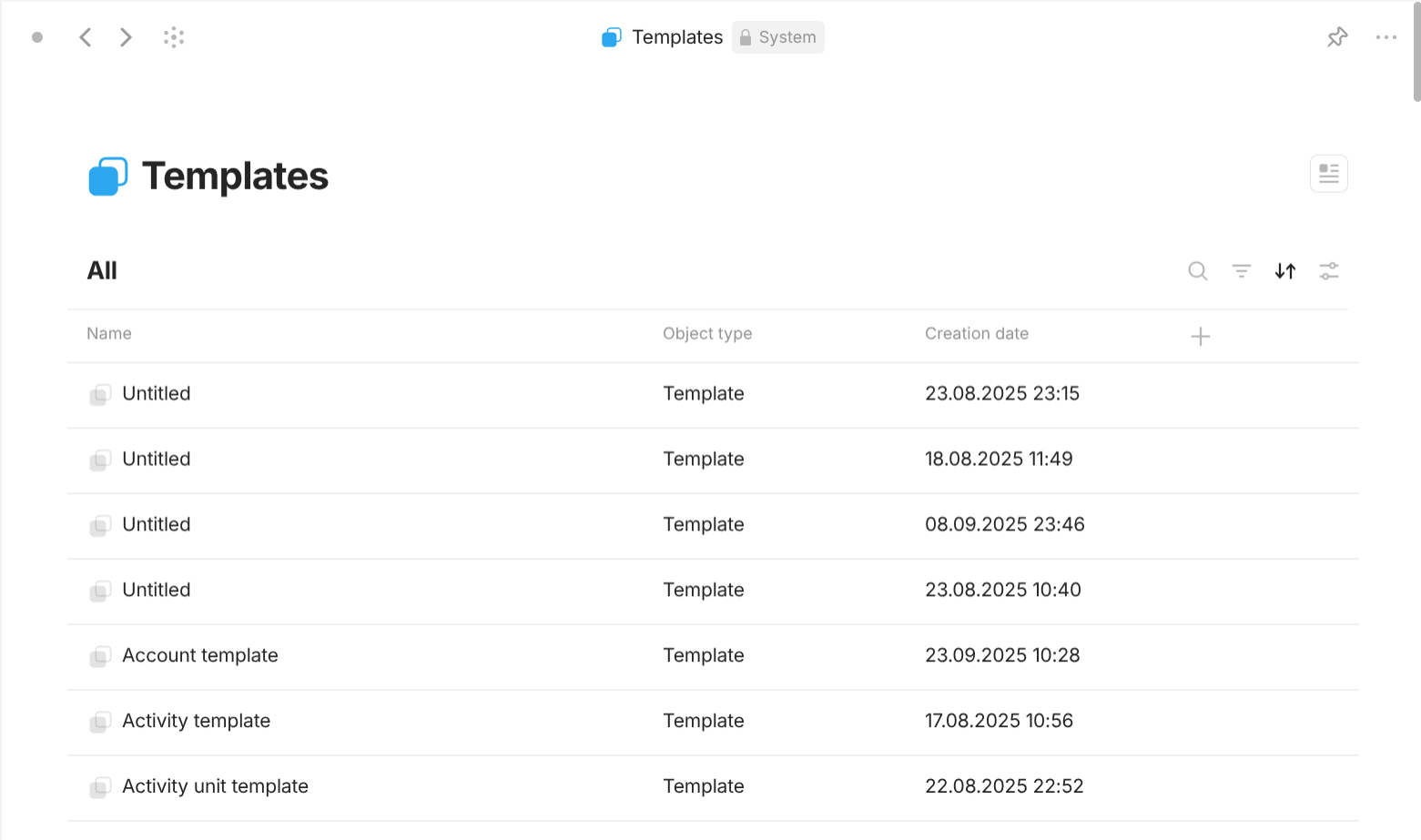 Anytype's Template type