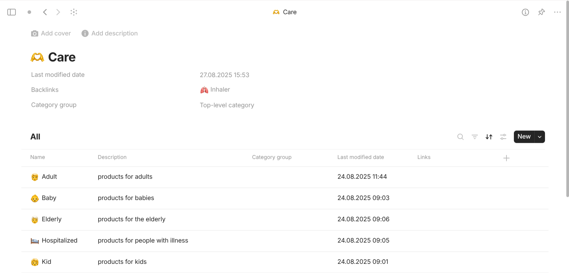 Anytype's Category-based objects use case