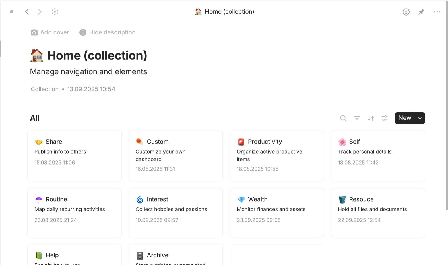 Anytype's Dashboard-based objects use case