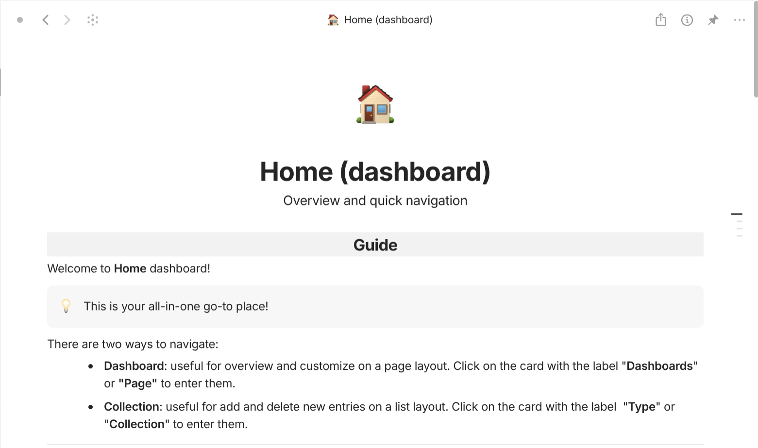 Anytype's Document panel