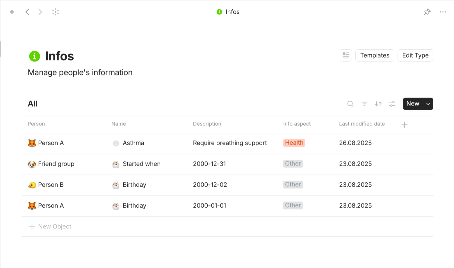 Anytype's Entity-based objects use case