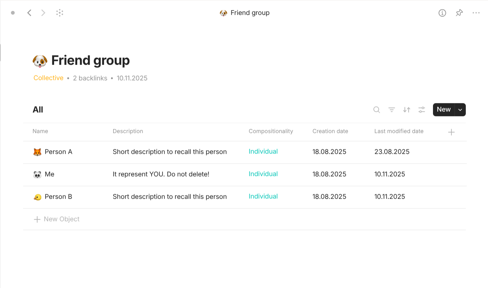 Anytype's Entity-based objects use case