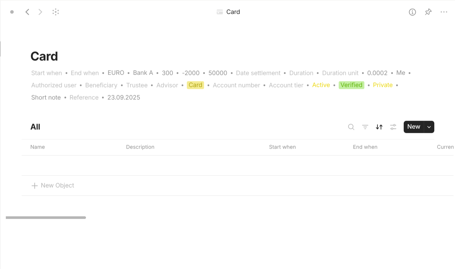 Anytype's Finance-based objects use case