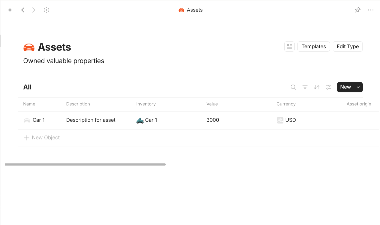 Anytype's Finance-based objects use case