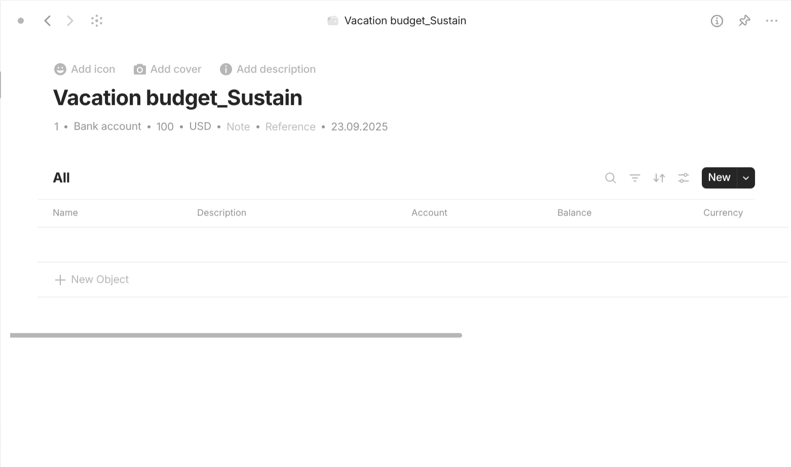 Anytype's Finance-based objects use case