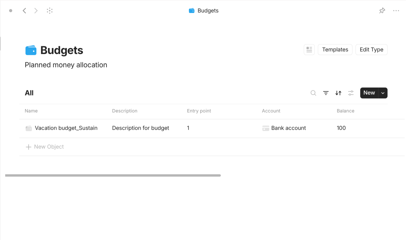 Anytype's Finance-based objects use case