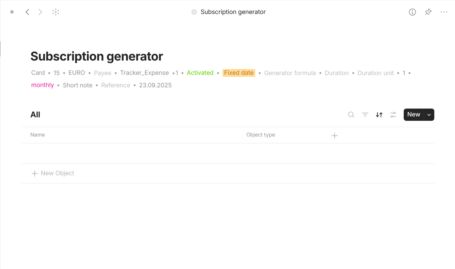 Anytype's Finance-based objects use case