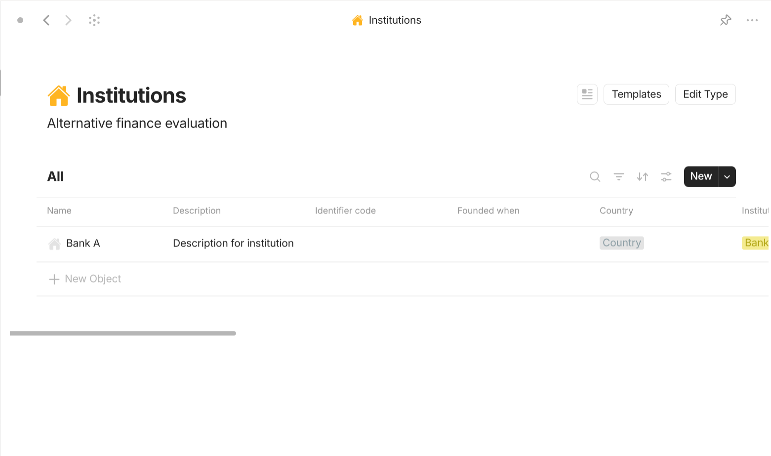 Anytype's Finance-based objects use case