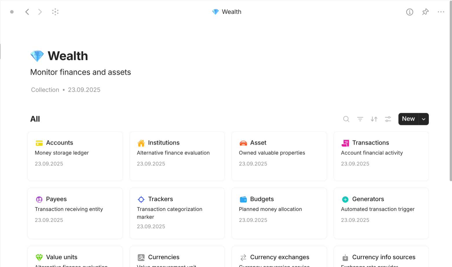 Anytype's Finance-based objects use case