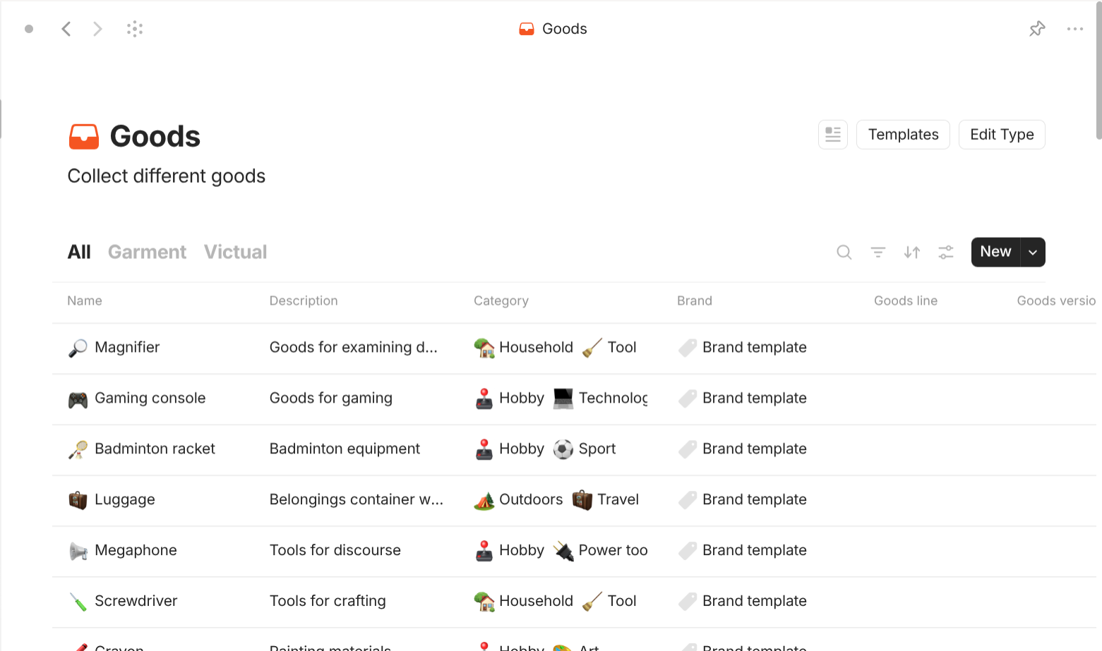 Anytype's Goods-based objects use case