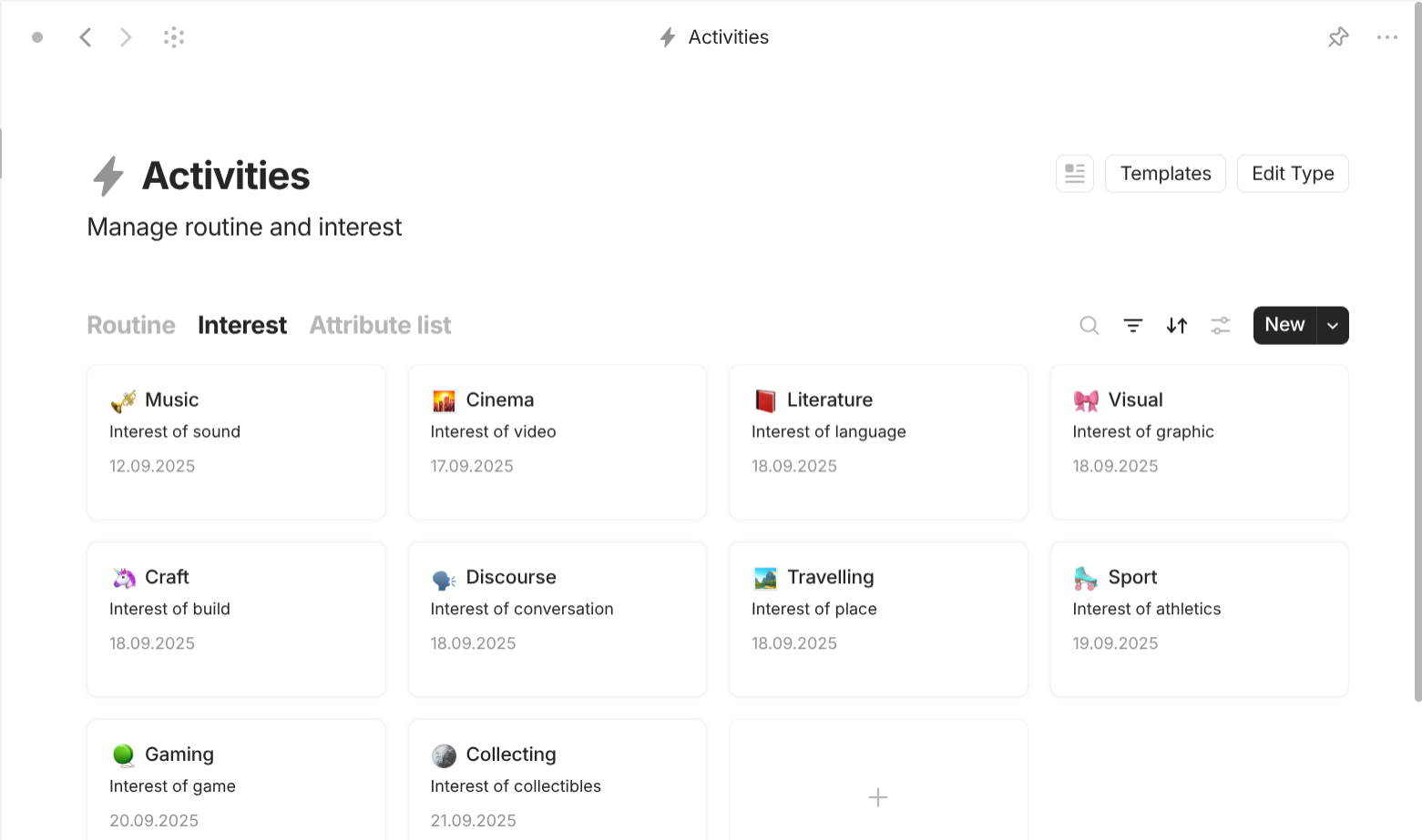 Anytype's Interest-based objects use case