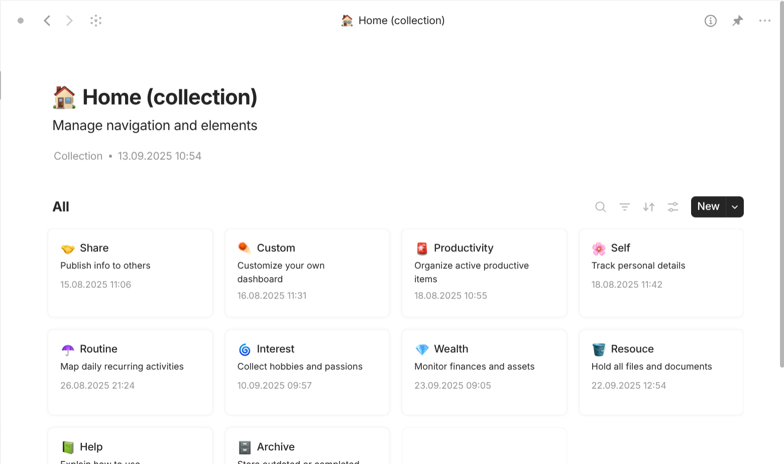 Anytype's List panel