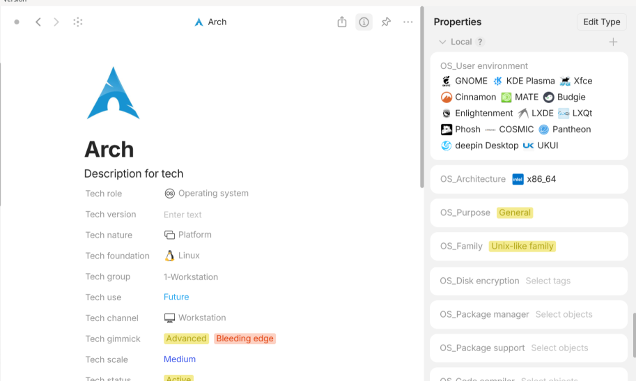 Anytype's Properties panel