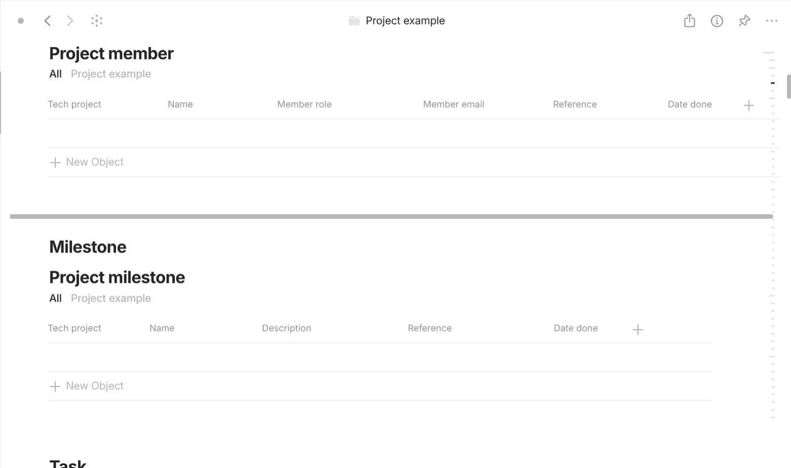 Anytype's Project-based objects use case