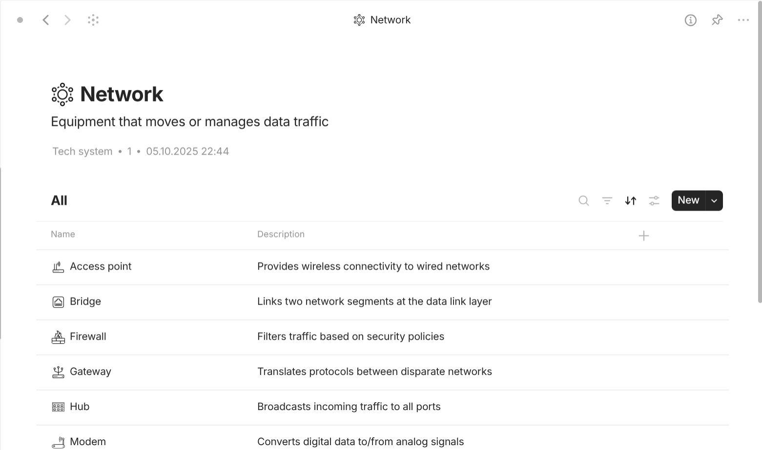 Anytype's Tech-based objects use case