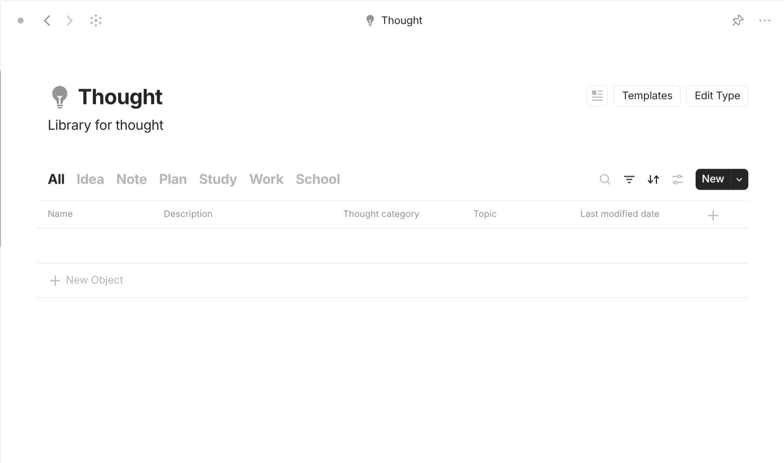 Anytype's Thought-based objects use case