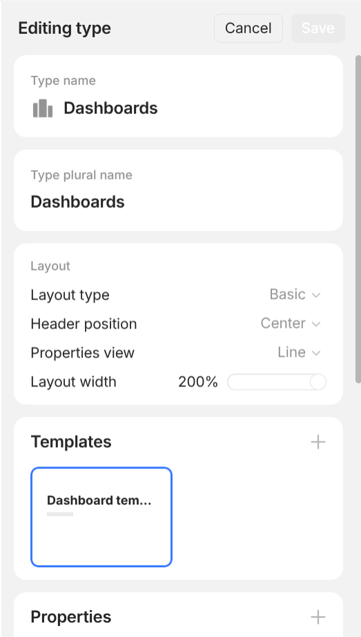 Anytype's Type panel